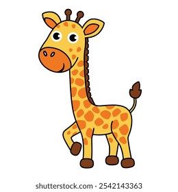 Girafa de desenho animado, ilustração vetorial. Clipart girafa, isolado no fundo branco. Bela safári. Animal africano.