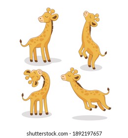 Giraffe Cartoon Vector Illustration Set Collections 