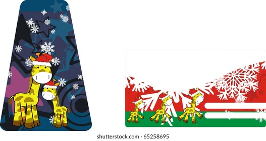 giraffe cartoon xmas sticker in vector format very easy to edit