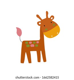Giraffe character design. Cute cartoon animal vector illustration. Abstract icon for baby posters, art prints, fashion apparel or stickers.