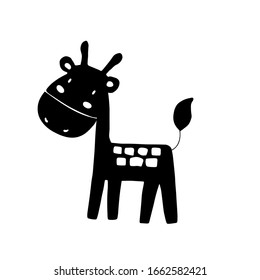 Giraffe character design. Cute cartoon animal vector illustration. Abstract icon for baby posters, art prints, fashion apparel or stickers.