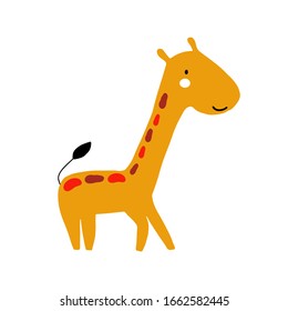 Giraffe character design. Cute cartoon animal vector illustration. Abstract icon for baby posters, art prints, fashion apparel or stickers.