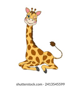 Giraffe character design. Cute cartoon animal illustration. Abstract icon for baby posters, art prints, fashion apparel or stickers.