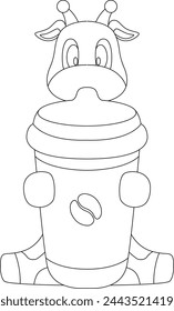 Café de jirafa para ir ilustración de arte gráfico vectorial animal
