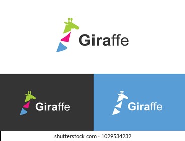 giraffe colorful logo flat vector