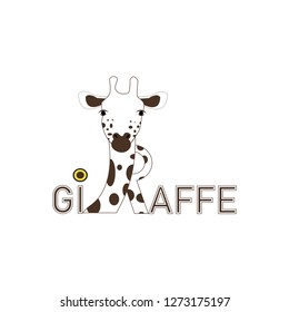 giraffe colorful logo flat vector - Vector