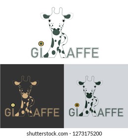giraffe colorful logo flat vector - Vector