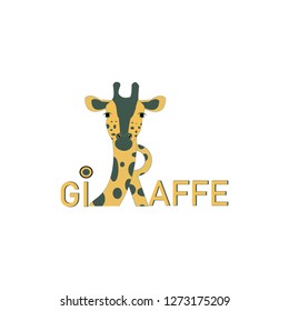 giraffe colorful logo flat vector - Vector