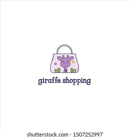 giraffe colorful logo flat vector