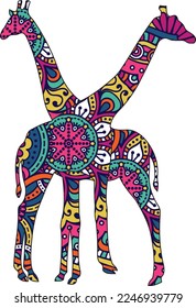Giraffe Colorful Mandala Vector Design