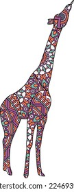 Diseño de vectores de Mandala colorido de jirafa