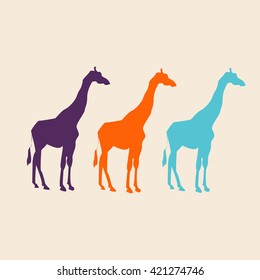 Giraffe colorful silhouette icon 