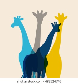 Giraffe Colorful Silhouette Icon 