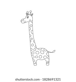 Giraffe coloring book. African animal vector stock illustration isolated on white.