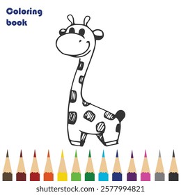 giraffe coloring book design illustration 