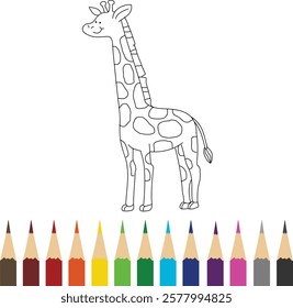 giraffe coloring book design illustration 