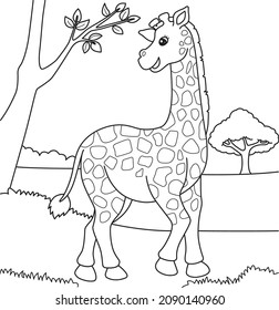 Giraffe Coloring Page for Kids