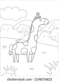 giraffe coloring page vector backdround illustration