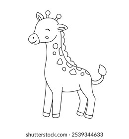 Giraffe coloring pages for kids. Trace and color cute giraffe. Giraffe animal flashcard. Cute giraffe isolated on white background. Kindergarten and preschool worksheets printable for kids. 