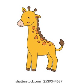 Giraffe coloring pages for kids. Trace and color cute giraffe. Giraffe animal flashcard. Cute giraffe isolated on white background. Kindergarten and preschool worksheets printable for kids. 