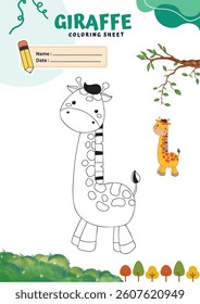 Giraffe Coloring Sheet - Fun Printable for Kids