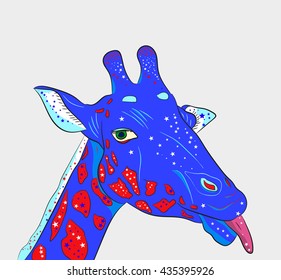 Giraffe in the colors of the American Flag, Independence Day