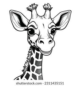 Giraffe, colouring book for kids, vector illustration