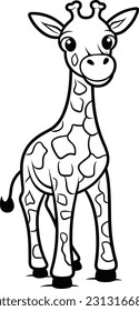 Giraffe, colouring book for kids, vector illustration