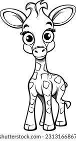 Giraffe, colouring book for kids, vector illustration