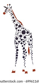 Giraffe consist of dots. Vector clip art