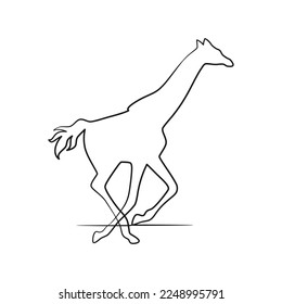 Giraffe continuous one line art design, Giraffe single line drawing