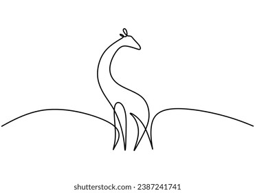 Girafa en un continuo dibujo de una línea. Concepto de zoológico de animales salvajes. Ilustración vectorial aislada. Diseño minimalista a mano.
