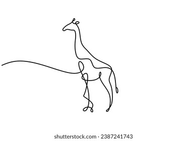 Girafa en un continuo dibujo de una línea. Concepto de zoológico de animales salvajes. Ilustración vectorial aislada. Diseño minimalista a mano.