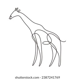 Giraffe in continuous one line art drawing. Vector illustration isolated. Minimalist design handdrawn.