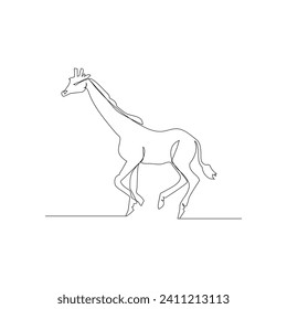 Giraffe continuous one line drawing outline vector illustration