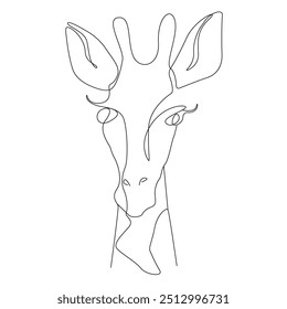 Dibujo continuo de una línea de jirafa. Ilustración de estilo de arte de línea de cabeza de jirafa. Ilustración de contorno minimalista animal para diseño moderno, arte de pared, impresión, póster, Anuncio. Vector 10.	