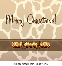 Giraffe cracker Christmas card in vector format.