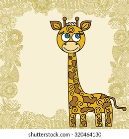 Giraffe cute cartoon vector illustration