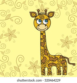 Giraffe cute cartoon vector illustration