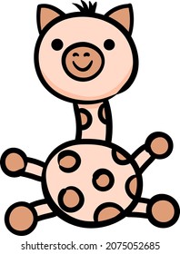 giraffe cute character icon. Hand drawn vector illustration.