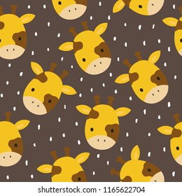 Giraffe cute seamless pattern for kid, animal cartoon background, vector illustration