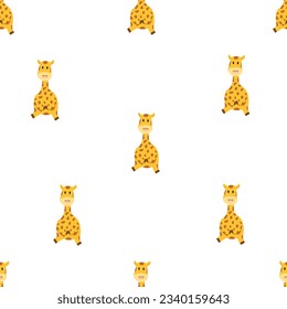 Giraffe Cute Seamless Pattern on white background. Animal Summer Wallpaper Background, Cartoon Vector illustration