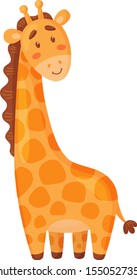 Giraffe. Cute vector illustration on white background.
