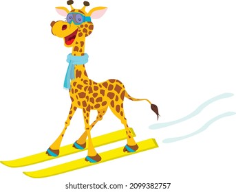 the giraffe decided to go skiing