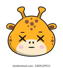 Giraffe Dizzy X Eye Face Sticker Emoticon Head Isolated