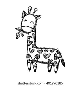 Giraffe doodle. Hand drawing illustration.