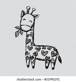 Giraffe doodle. Hand drawing illustration.