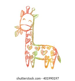 Giraffe doodle. Hand drawing illustration.