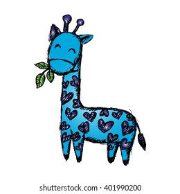 Giraffe doodle. Hand drawing illustration.