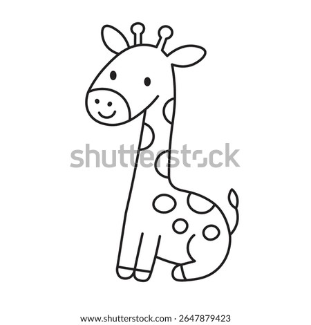 Giraffe Doodle Isolated on White Background